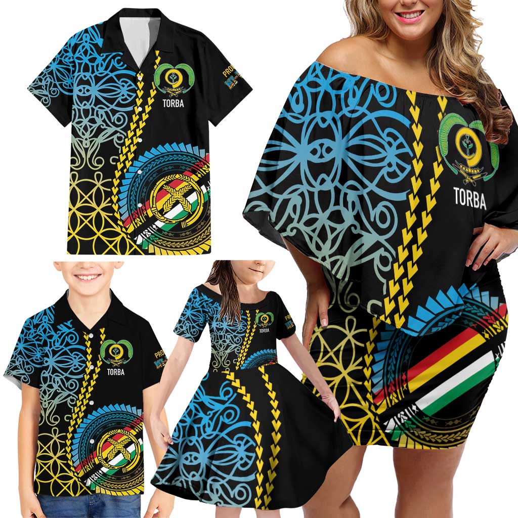 Proudly Ni-Van Sandroing Inspired Family Matching Off Shoulder Short Dress and Hawaiian Shirt Torba Classic Style LT7 - Polynesian Pride