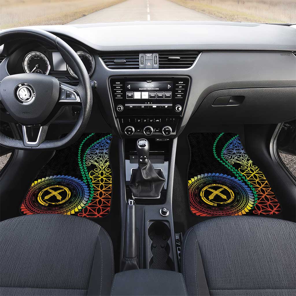 Proudly Ni-Van Sandroing Inspired Car Mats Tafea Classic Style LT7 Set 2pcs - Front Colorful - Polynesian Pride