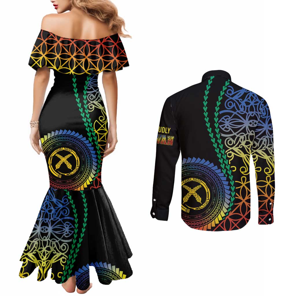 Proudly Ni-Van Sandroing Inspired Couples Matching Mermaid Dress and Long Sleeve Button Shirt Tafea Classic Style LT7 - Polynesian Pride