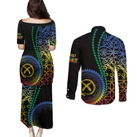 Proudly Ni-Van Sandroing Inspired Couples Matching Puletasi and Long Sleeve Button Shirt Tafea Classic Style LT7 - Polynesian Pride