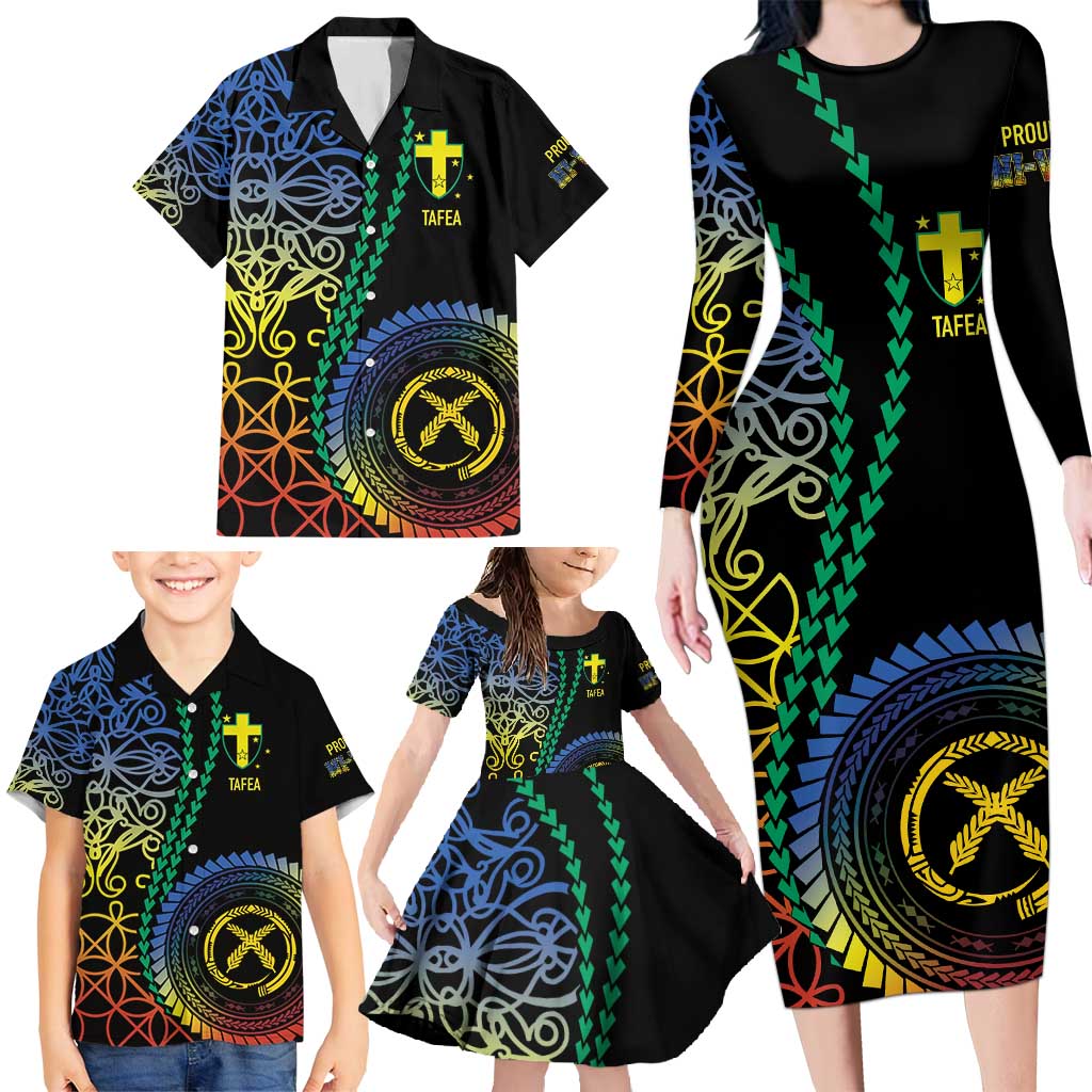 Proudly Ni-Van Sandroing Inspired Family Matching Long Sleeve Bodycon Dress and Hawaiian Shirt Tafea Classic Style LT7 - Polynesian Pride
