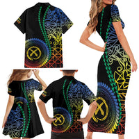 Proudly Ni-Van Sandroing Inspired Family Matching Short Sleeve Bodycon Dress and Hawaiian Shirt Tafea Classic Style