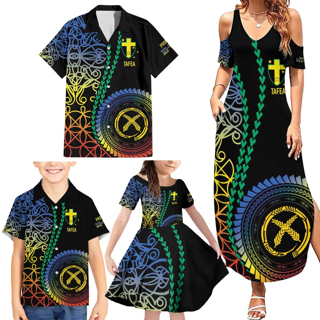 Proudly Ni-Van Sandroing Inspired Family Matching Summer Maxi Dress and Hawaiian Shirt Tafea Classic Style LT7 - Polynesian Pride