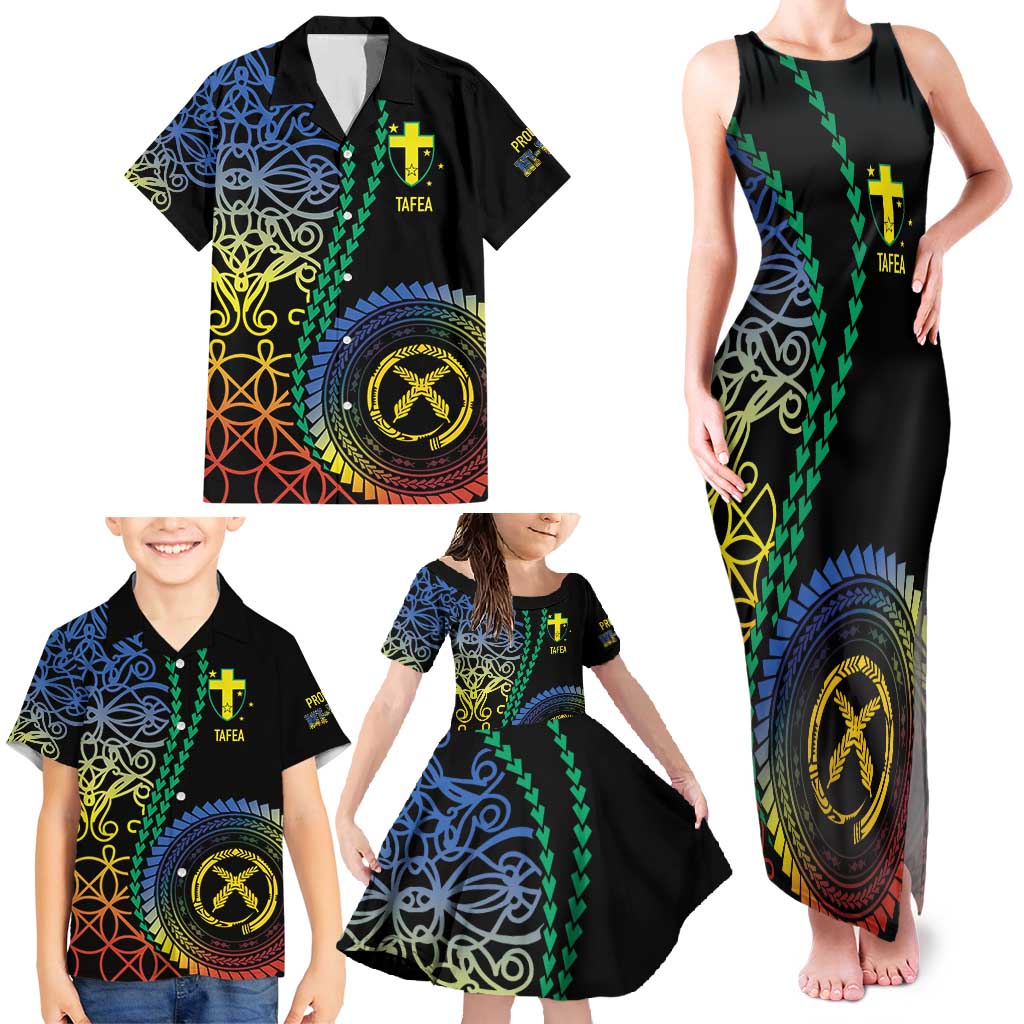 Proudly Ni-Van Sandroing Inspired Family Matching Tank Maxi Dress and Hawaiian Shirt Tafea Classic Style LT7 - Polynesian Pride