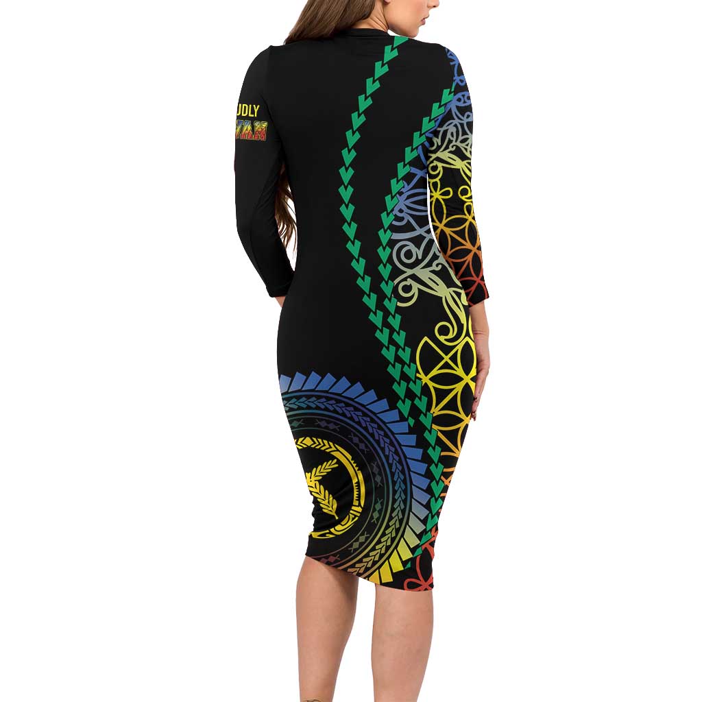 Proudly Ni-Van Sandroing Inspired Long Sleeve Bodycon Dress Tafea Classic Style