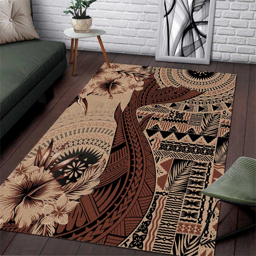 Bula Fiji Area Rug Shark Tail Beige Masi Tapa