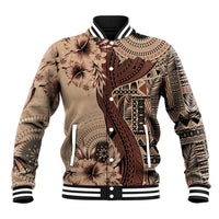 Bula Fiji Baseball Jacket Shark Tail Beige Masi Tapa