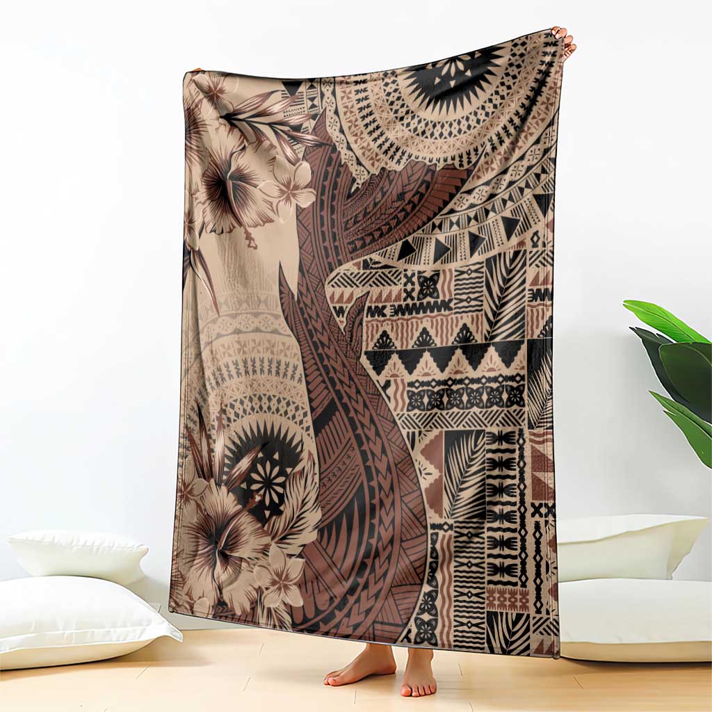 Bula Fiji Blanket Shark Tail Beige Masi Tapa