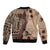 Bula Fiji Bomber Jacket Shark Tail Beige Masi Tapa