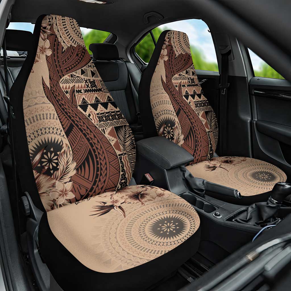 Bula Fiji Car Seat Cover Shark Tail Beige Masi Tapa