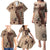 Bula Fiji Family Matching Puletasi and Hawaiian Shirt Shark Tail Beige Masi Tapa