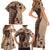 Bula Fiji Family Matching Short Sleeve Bodycon Dress and Hawaiian Shirt Shark Tail Beige Masi Tapa