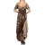 Bula Fiji Family Matching Summer Maxi Dress and Hawaiian Shirt Shark Tail Beige Masi Tapa