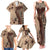 Bula Fiji Family Matching Tank Maxi Dress and Hawaiian Shirt Shark Tail Beige Masi Tapa