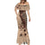 Bula Fiji Mermaid Dress Shark Tail Beige Masi Tapa