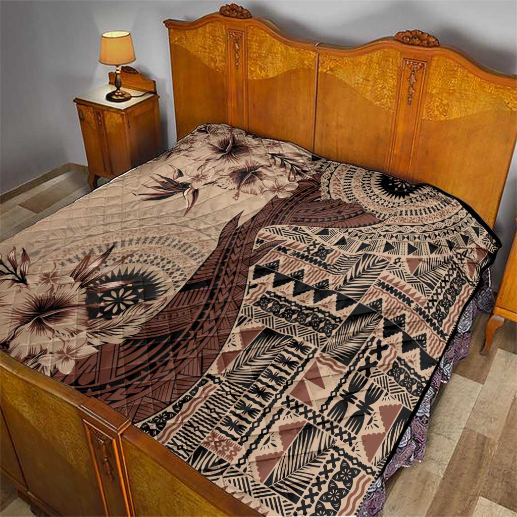 Bula Fiji Quilt Shark Tail Beige Masi Tapa