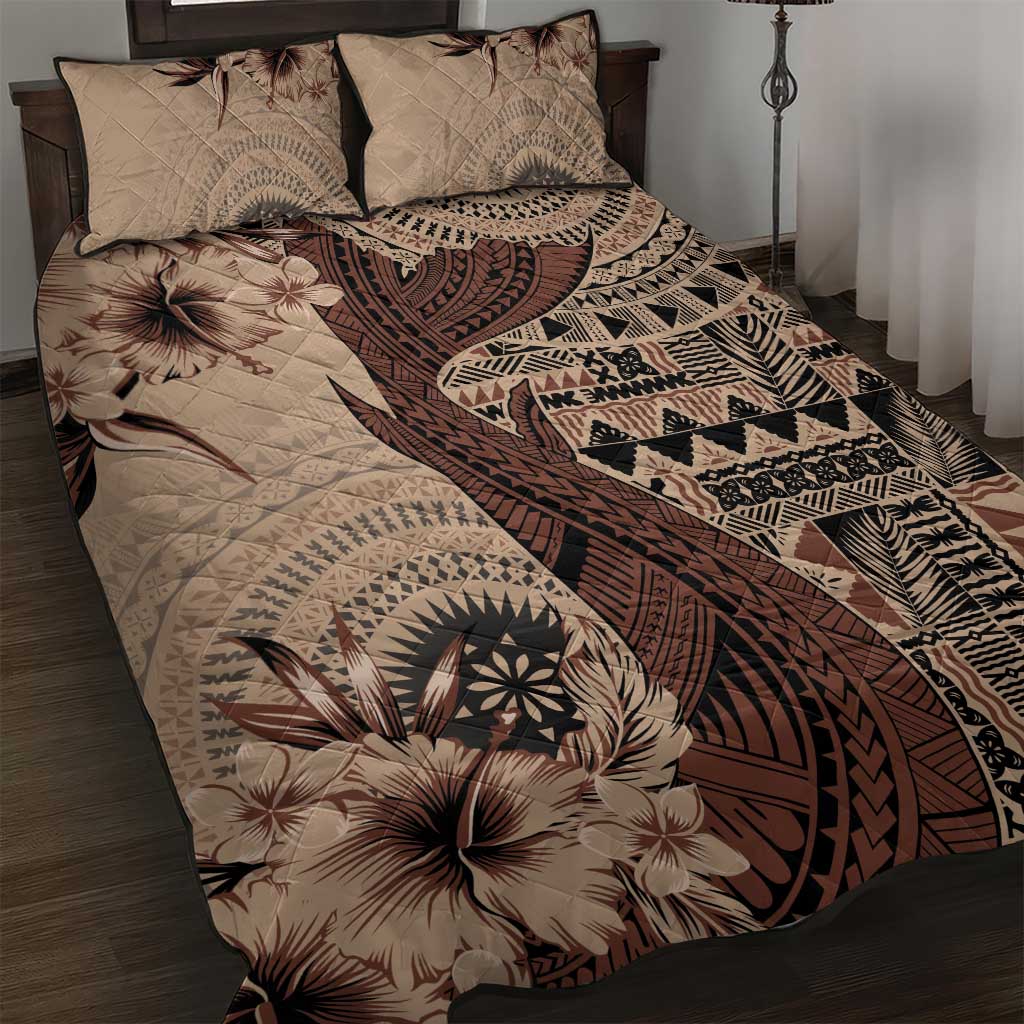 Bula Fiji Quilt Bed Set Shark Tail Beige Masi Tapa