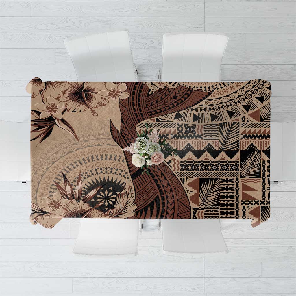 Bula Fiji Tablecloth Shark Tail Beige Masi Tapa