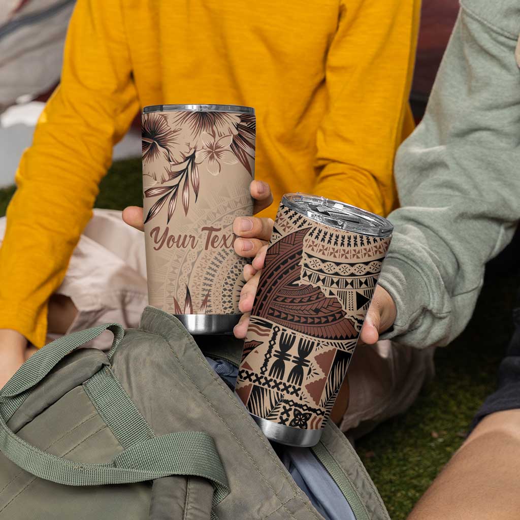 Bula Fiji Personalised Tumbler Cup Shark Tail Beige Masi Tapa