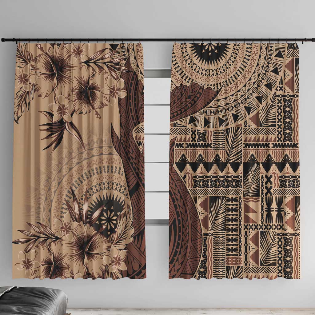 Bula Fiji Window Curtain Shark Tail Beige Masi Tapa