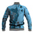 Bula Fiji Baseball Jacket Shark Tail Turquoise Masi Tapa