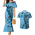 Bula Fiji Couples Matching Mermaid Dress and Hawaiian Shirt Shark Tail Turquoise Masi Tapa