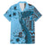 Bula Fiji Family Matching Mermaid Dress and Hawaiian Shirt Shark Tail Turquoise Masi Tapa