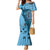 Bula Fiji Family Matching Mermaid Dress and Hawaiian Shirt Shark Tail Turquoise Masi Tapa