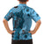 Bula Fiji Family Matching Off Shoulder Short Dress and Hawaiian Shirt Shark Tail Turquoise Masi Tapa