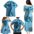 Bula Fiji Family Matching Puletasi and Hawaiian Shirt Shark Tail Turquoise Masi Tapa