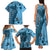 Bula Fiji Family Matching Tank Maxi Dress and Hawaiian Shirt Shark Tail Turquoise Masi Tapa