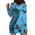 Bula Fiji Hoodie Dress Shark Tail Turquoise Masi Tapa