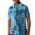 Bula Fiji Kid Polo Shirt Shark Tail Turquoise Masi Tapa