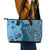 Bula Fiji Leather Tote Bag Shark Tail Turquoise Masi Tapa