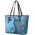 Bula Fiji Leather Tote Bag Shark Tail Turquoise Masi Tapa