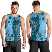Bula Fiji Men Tank Top Shark Tail Turquoise Masi Tapa