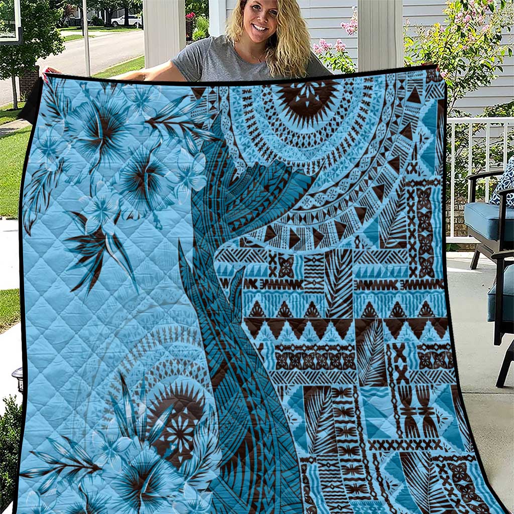 Bula Fiji Quilt Shark Tail Turquoise Masi Tapa