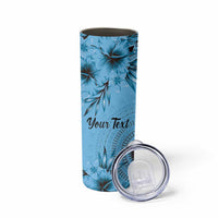 Bula Fiji Personalised Skinny Tumbler Shark Tail Turquoise Masi Tapa