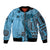 Bula Fiji Sleeve Zip Bomber Jacket Shark Tail Turquoise Masi Tapa