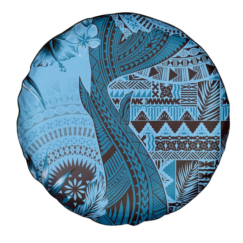 Bula Fiji Spare Tire Cover Shark Tail Turquoise Masi Tapa