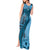 Bula Fiji Tank Maxi Dress Shark Tail Turquoise Masi Tapa