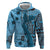 Bula Fiji Zip Hoodie Shark Tail Turquoise Masi Tapa