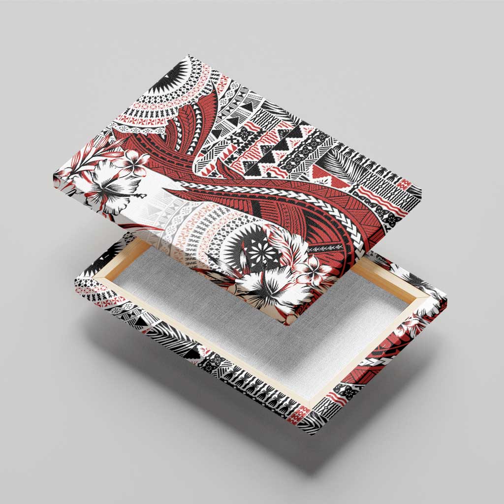 Bula Fiji Canvas Wall Art Shark Tail White Masi Tapa