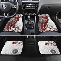 Bula Fiji Car Mats Shark Tail White Masi Tapa LT7 Set 4pcs White - Polynesian Pride