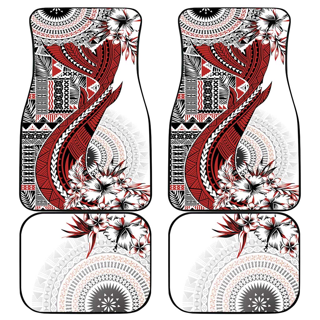 Bula Fiji Car Mats Shark Tail White Masi Tapa LT7 - Polynesian Pride