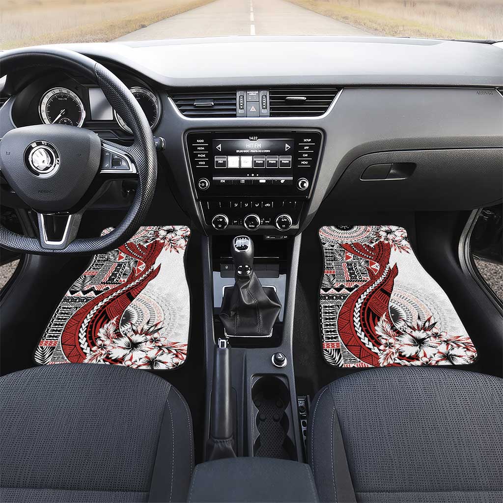 Bula Fiji Car Mats Shark Tail White Masi Tapa LT7 Set 2pcs - Front White - Polynesian Pride
