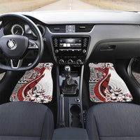 Bula Fiji Car Mats Shark Tail White Masi Tapa LT7 Set 2pcs - Front White - Polynesian Pride
