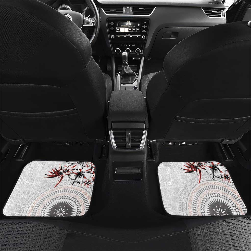 Bula Fiji Car Mats Shark Tail White Masi Tapa LT7 Set 2pcs - Back White - Polynesian Pride