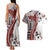 Bula Fiji Couples Matching Tank Maxi Dress and Hawaiian Shirt Shark Tail White Masi Tapa