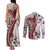 Bula Fiji Couples Matching Tank Maxi Dress and Long Sleeve Button Shirt Shark Tail White Masi Tapa